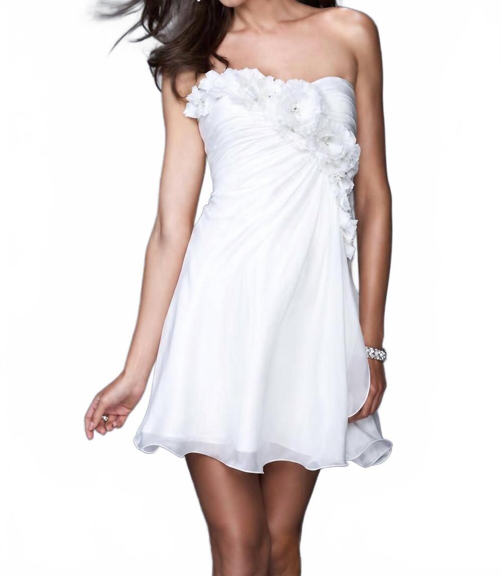NEW LA FEMME strapless mini dress in white